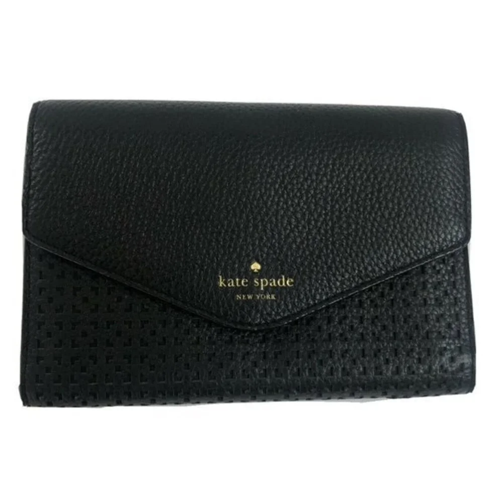 Kate Spade handbag leather Wristlet Black Leather Phone Wallet Clutch Organizer